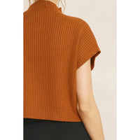 Entro - Mock Neck Cropped Sweater Top - Copper