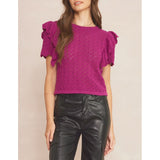 Entro - Round Neck Knit Sweater - Plum