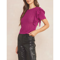 Entro - Round Neck Knit Sweater - Plum