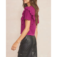 Entro - Round Neck Knit Sweater - Plum