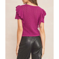 Entro - Round Neck Knit Sweater - Plum