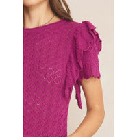 Entro - Round Neck Knit Sweater - Plum
