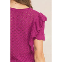 Entro - Round Neck Knit Sweater - Plum