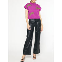 Entro - Leopard Mock Neck Cropped Sweater - Violet
