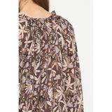 Entro - Floral Long Sleeve Top - Chocolate