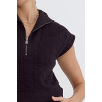 Entro - Short Sleeve Half Zip Sweater - Black