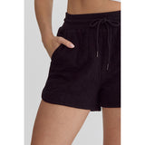 Entro - Textured High Waisted Shorts - Black