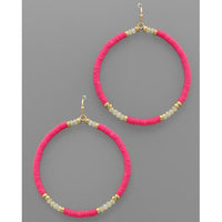 Rubber Bead Earrings - Pink