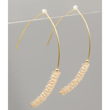 Half Beaded Wire Earrings - Champagne and Gold