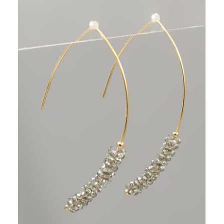 Half Beaded Wire Earrings - Grey and Gold