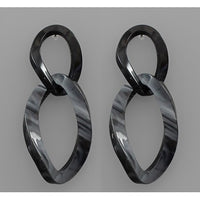 Acrylic Twist Link Earrings - Dark Grey