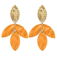 Leaf Dangle Marquise Earrings - Orange