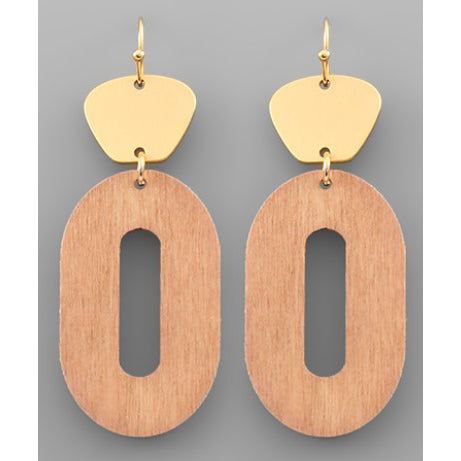 Oval Wood Earrings - Pink