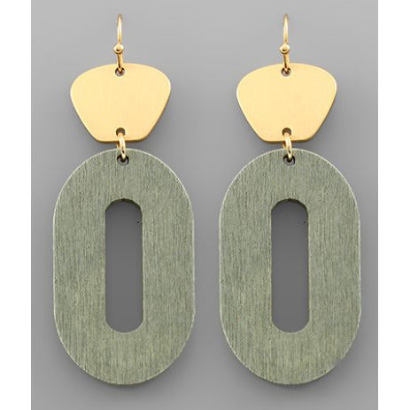 Oval Wood Earrings - Mint