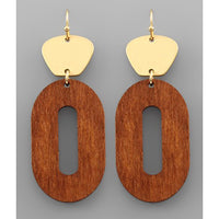 Oval Wood Earrings - Brown