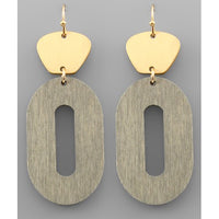Oval Wood Earrings - Grey