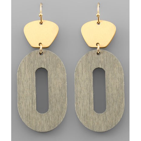 Oval Wood Earrings - Grey