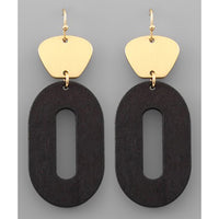 Oval Wood Earrings - Black