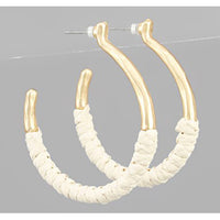 Raffia Wrapped Circle Hoops - Ivory