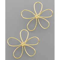 Wire Flower Earrings - Gold