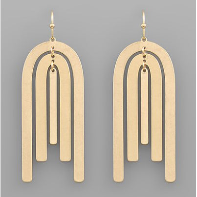 Arch Layer Metal Earrings - Gold