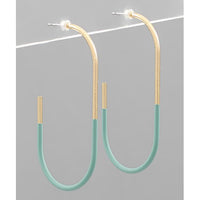 Half Color Coated Oval Hoops - Sage and Gold