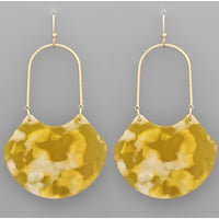 Fan Shape Wire Earrings - Yellow