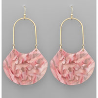 Fan Shape Wire Earrings - Pink