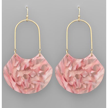 Fan Shape Wire Earrings - Pink