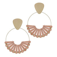 Fan Shape Circle Earrings - Blush