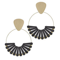 Fan Shape Circle Earrings - Black