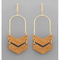 Wood Dangle Earrings - Brown
