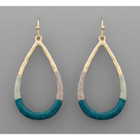 Tri-Tone Teardrop Earrings - Teal