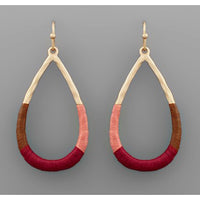 Tri-Tone Teardrop Earrings - Burgundy