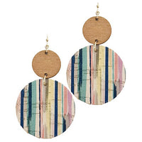 Striped Round Earrings - Blue Multi