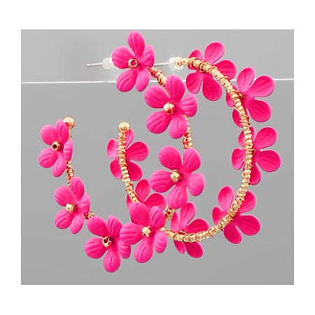 Color Flower Hoops - Fuchsia