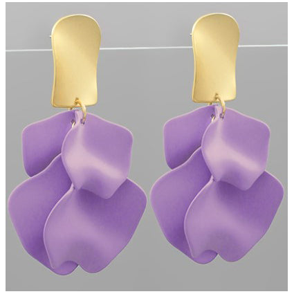 Color Coated Petal Earrings - Lavender