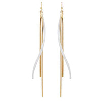 3 Row Wavy Chain Dangle Earring - White and Gold
