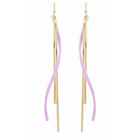 3 Row Wavy Chain Dangle Earring -  Lavender and Gold