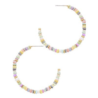 Pearl Accent Half Glass Bead Hoops - Multi