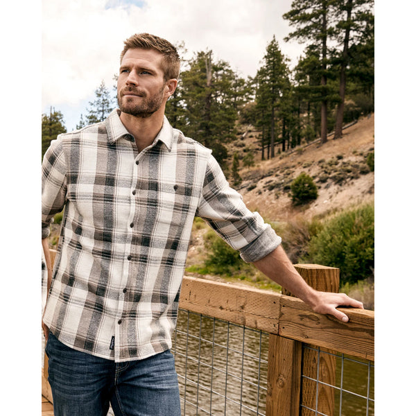 Flag & Anthem - Clearbrook Long Sleeve Hero Knit Flannel - Cream/Charcoal
