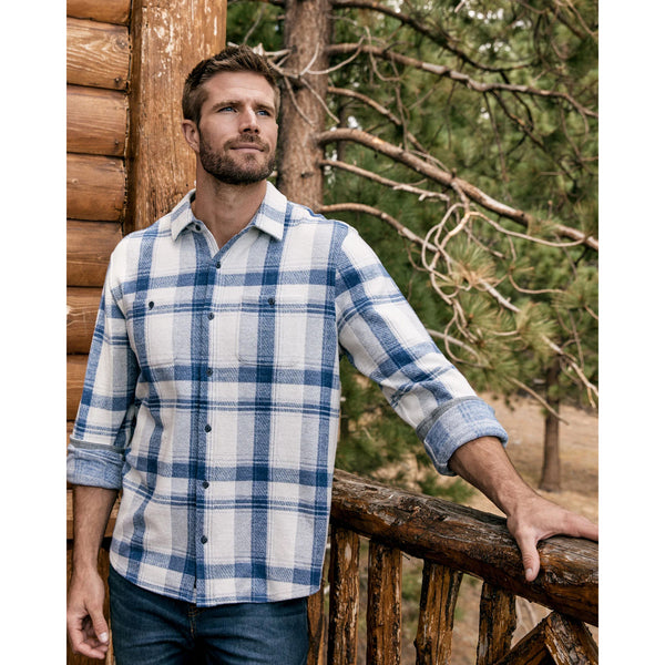 Flag & Anthem - Cordova Long Sleeve Hero Knit Flannel - Cream/Blue