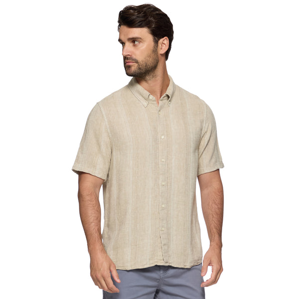 Flag & Anthem - Oceanside Short Sleeve Linen Shirt - Sand