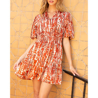 THML - Puff Sleeve Dress - Rust