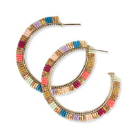 Ink + Alloy - Nora Striped Hoop Earrings - Gold