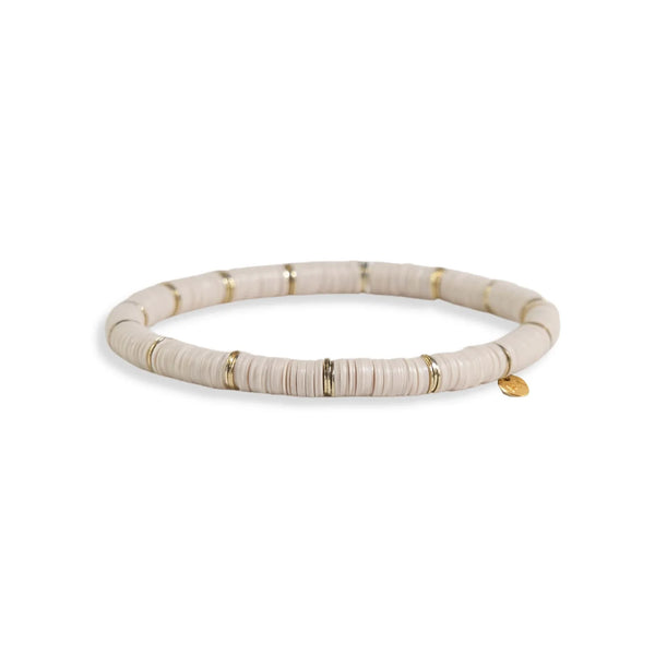 Ink + Alloy - Grace Solid Stretch Bracelet - Cream and Gold
