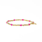 Ink + Alloy - Ashley Small Brass and Crystal Stretch Bracelet - Hot Pink