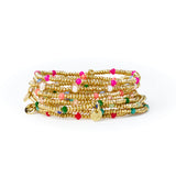 Ink + Alloy - Ashley Small Brass and Crystal Stretch Bracelet - Hot Pink