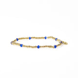 Ink + Alloy - Ashley Small Brass and Crystal Stretch Bracelet - Lapis