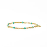 Ink + Alloy - Ashley Small Brass and Crystal Stretch Bracelet - Teal